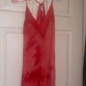 Ankle length kind of tie-dye summer dress.